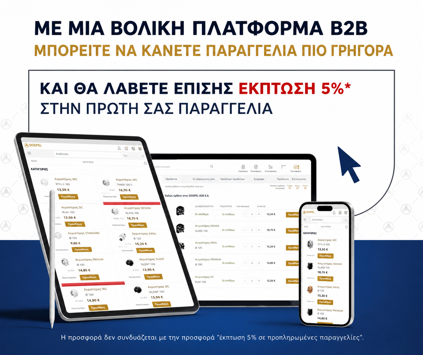 Banner παραγγελιών πλατφόρμας B2B Dospel